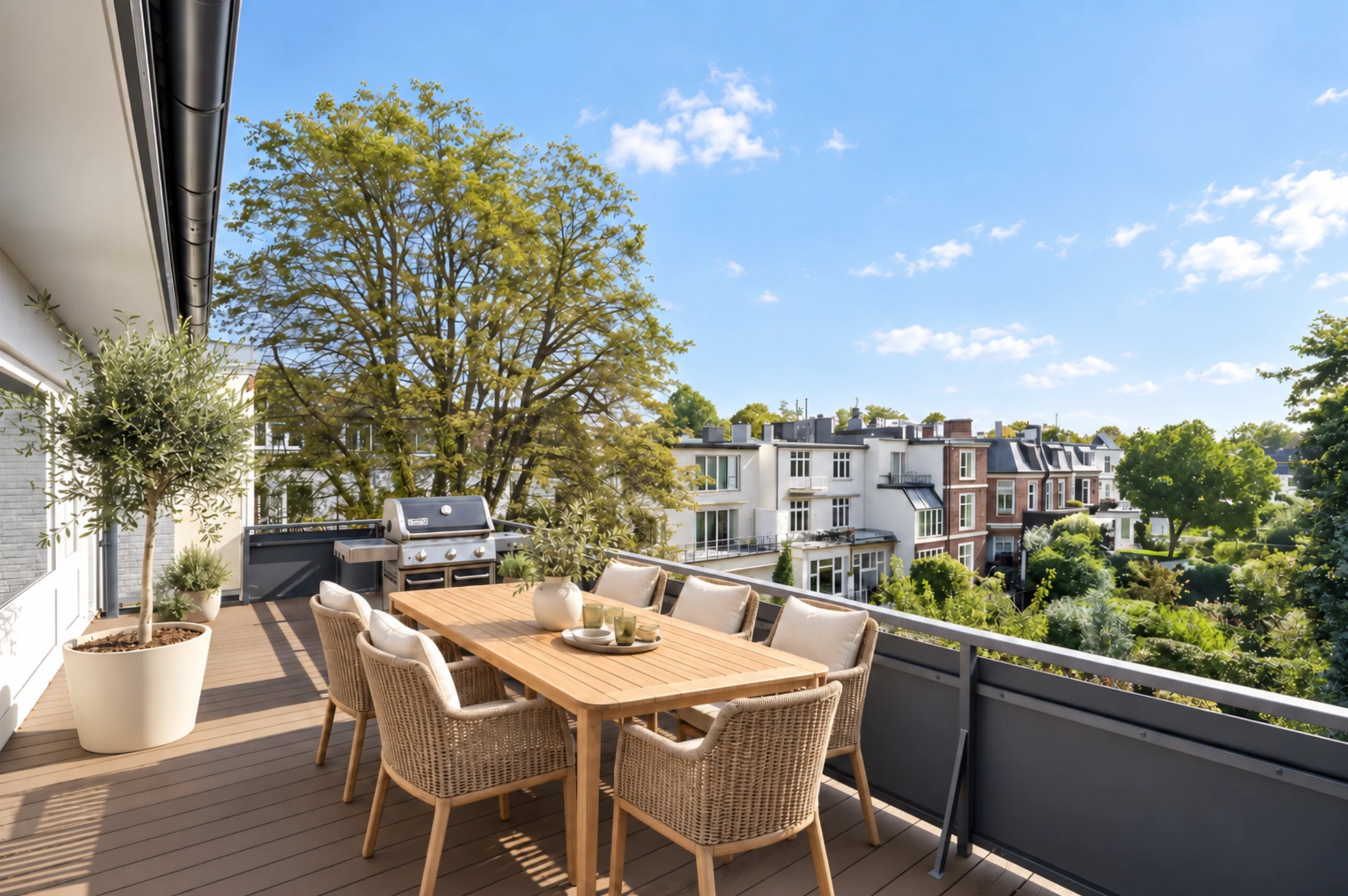 Dachterrasse mit Essbereich – KI-generierte Visualisierung