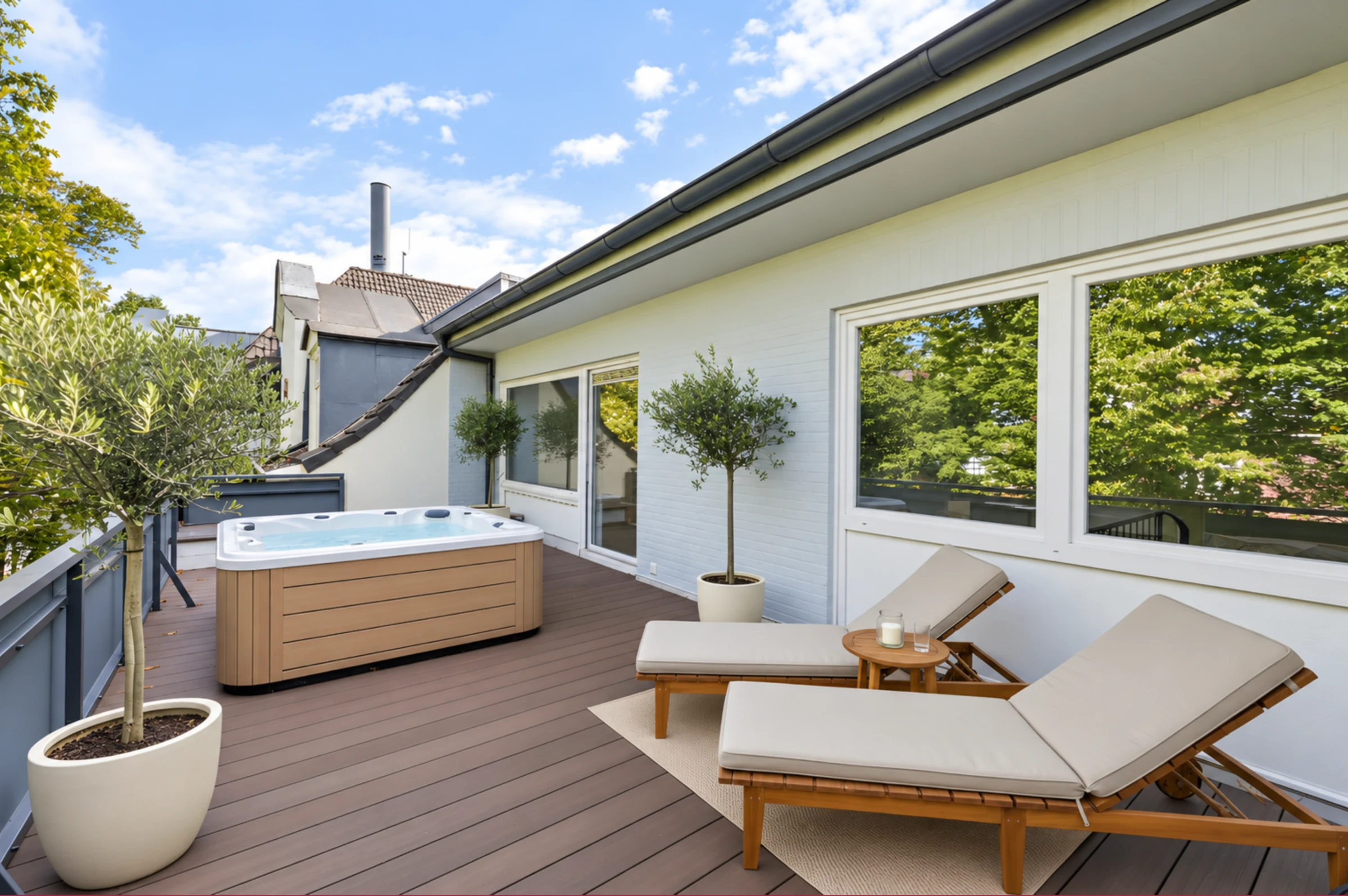 Dachterrasse mit Lounge und Whirlpool – KI-generierte Visualisierung